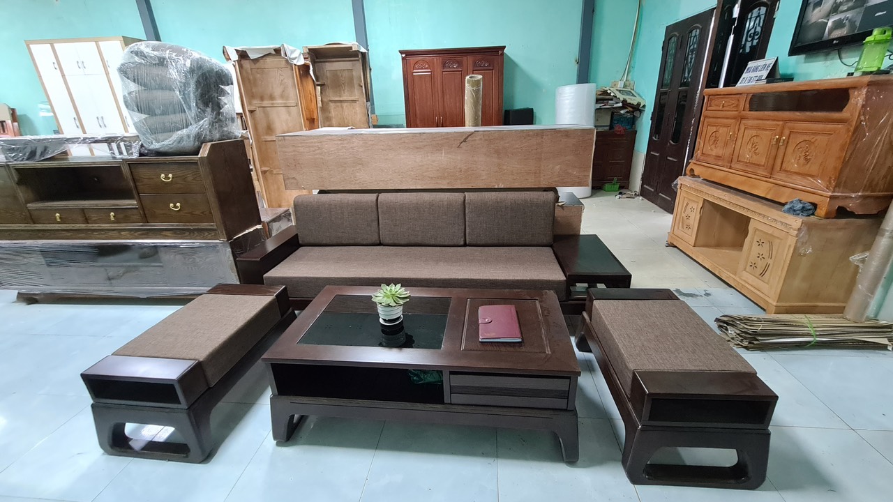 Bộ Sofa Gỗ Phòng Khách Mẫu Mới TT07 ( Gỗ Sồi Nga )